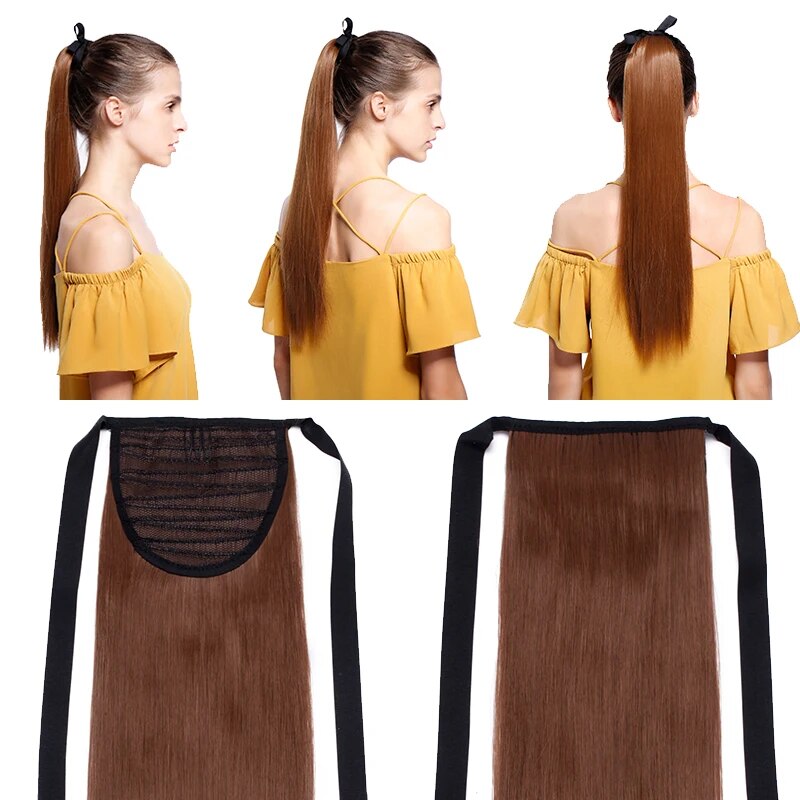 BENEHAIR Synthetic Ribbon Ponytail Extension Fake Ponytail Hair Long Wavy Clip In Hair Extension Hair Pieces For Women