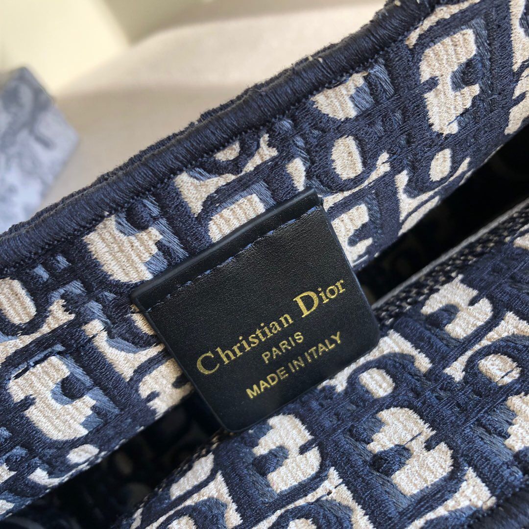 Dior BOOK TOTE ORIGINAL OBLIQUE图案迷你蓝色刺绣帆布托特包