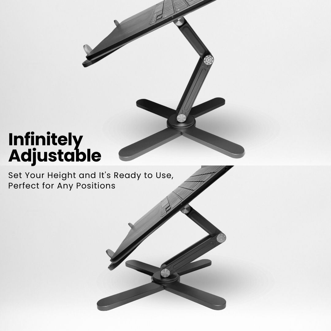 Super Laptop Stand show case it infinitely adjustable feature in high and low views | Cyber Vintage | Grey