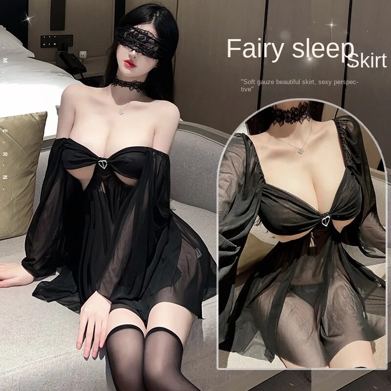 Fun Lingerie Sexy Night Perspective Mesh Sexy Sexy Temptation Hot Open Pajamas Large Passion Pajamas Passionate No Take Off