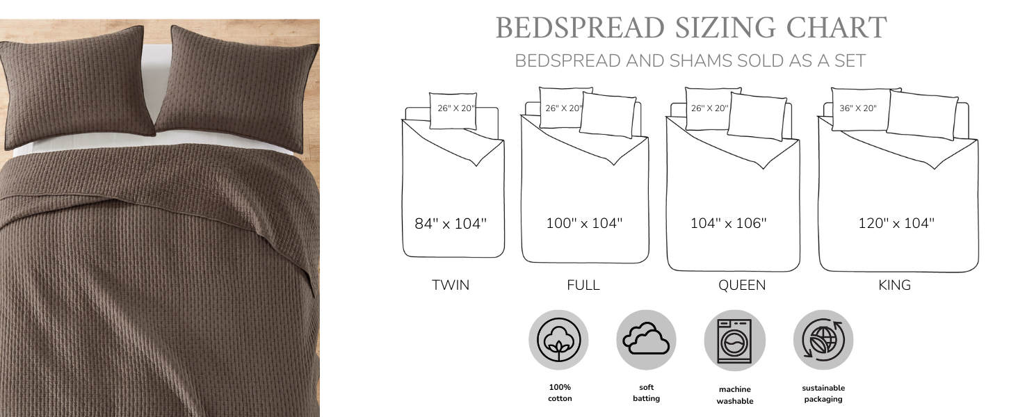 bedspread sizing