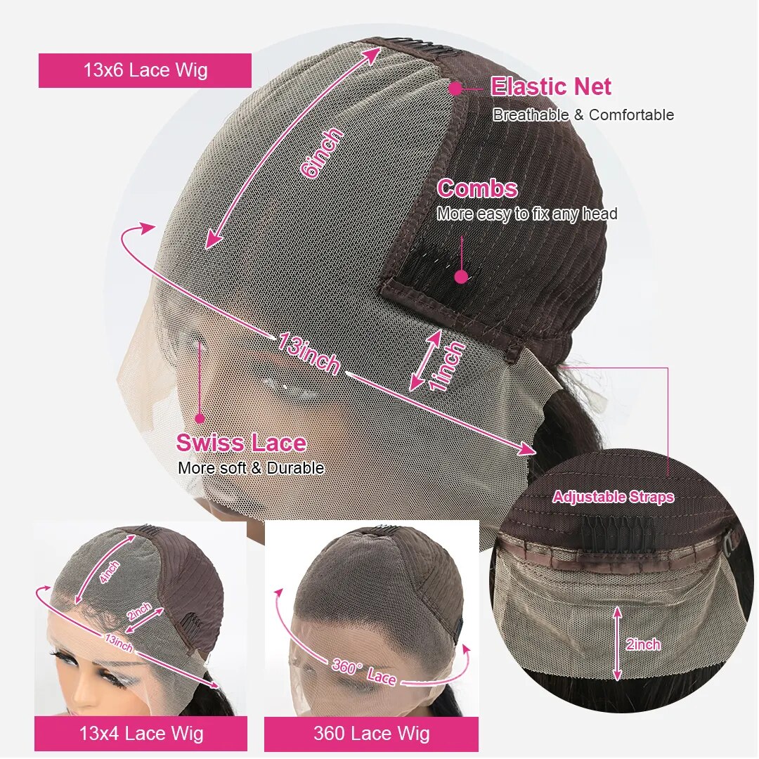 360 Glueless Full Lace Wig Curly Human Hair Wigs 36 Inch 13x6 HD Lace Frontal Wigs For Women Water Wave Transparent Preplucked