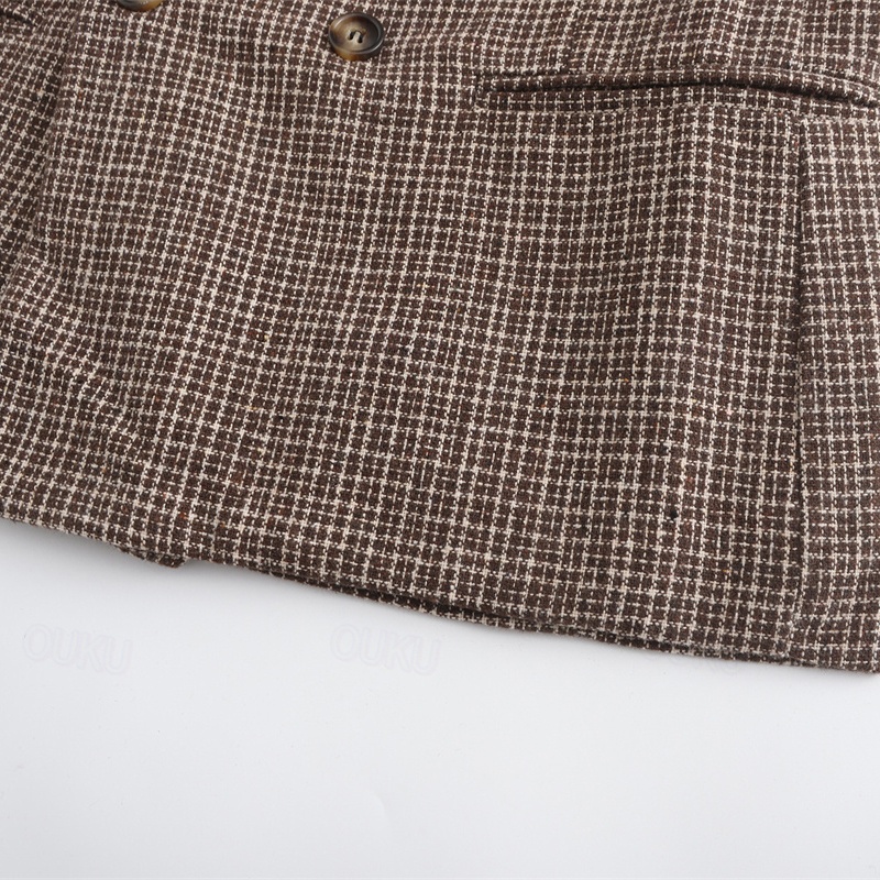 Men's Blazer Business Cocktail Party Wedding Party Fashion Casual Spring &  Fall Polyester Houndstooth Button Pocket Comfortable Double Breasted Blazer Brown Gray 2024 - US $61.99 –P9