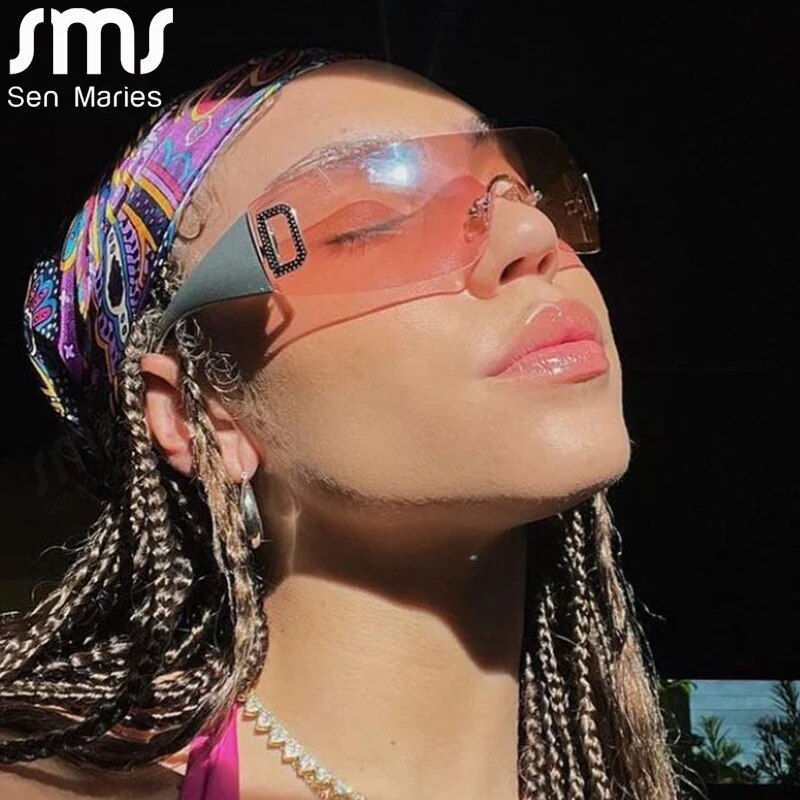 Luxury Brand Y2k Sunglasses New Women Sport Punk Sun Glasses Men Trends 2000's Shades Eyewear Goggle Lady UV Letter Eyeglasses