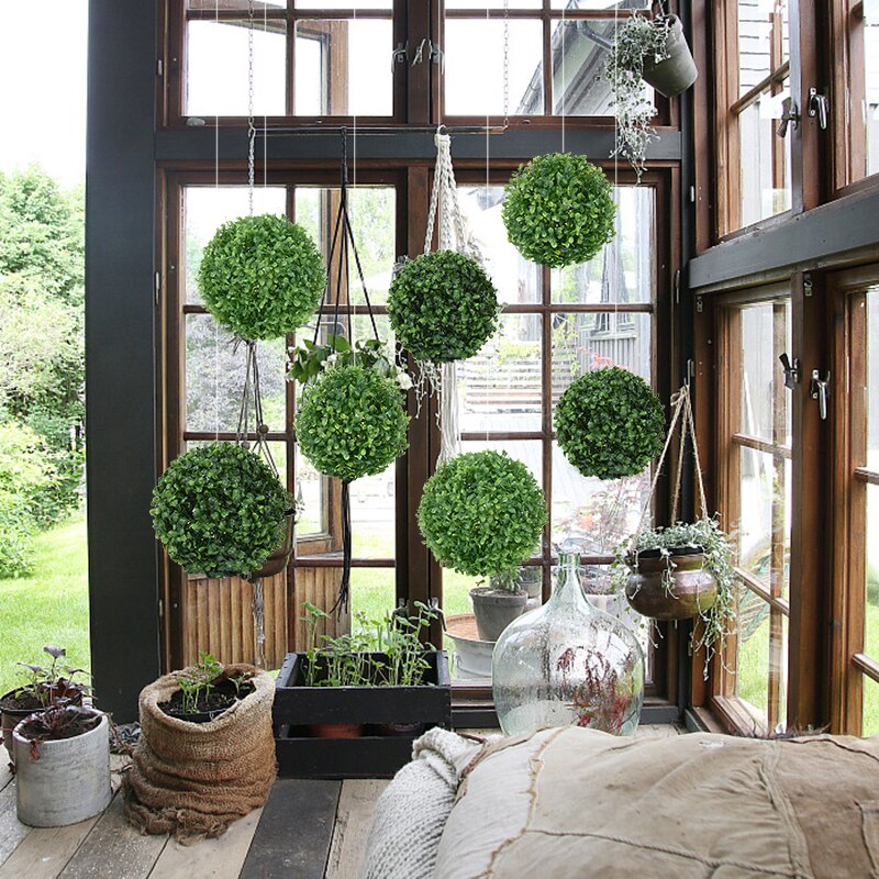 18-28cm Artificial Plant Ball Artificial Topiary Green Simulation Ball Shop Mall Supplies Wedding Party Outdoor GardenDecoration
