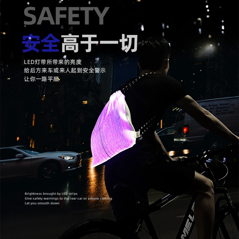 LED fiber optic backpack bag