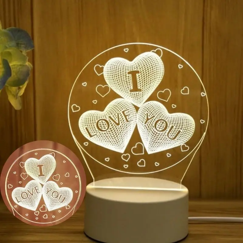 Table Lamp 3D Lampshade I LOVE U 4W 3 Colors