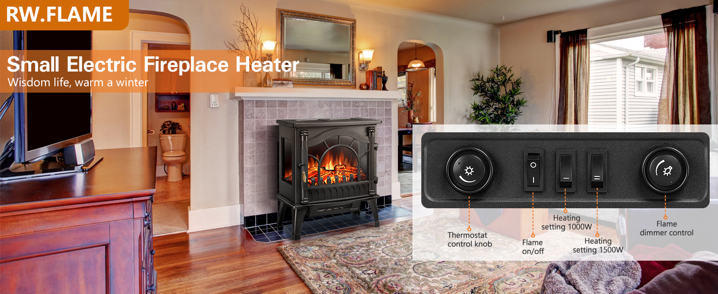 retro small electric fireplace heater