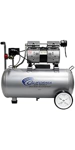 California Air Tools 8010 1.0 HP Ultra Quiet and Oil-Free Air Compressor, 8 Gallon Steel Tank, Li...