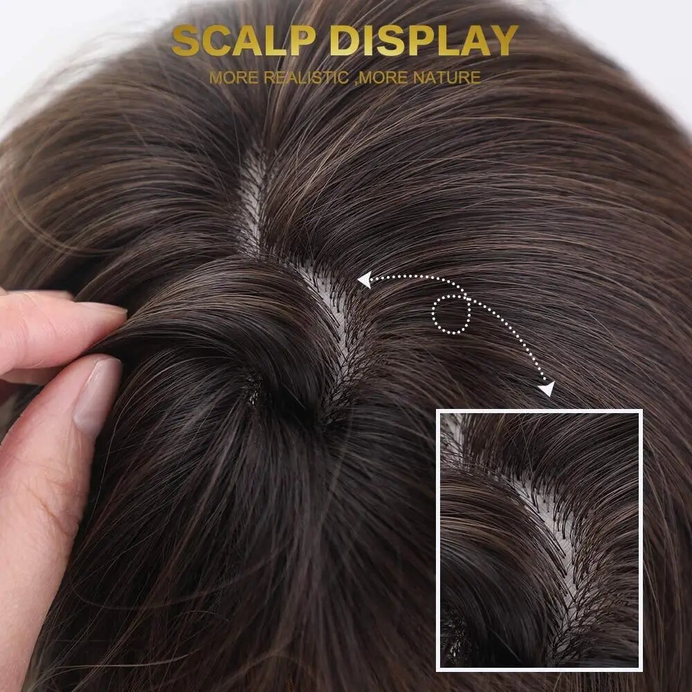 HENRY MARGU Long Curly Wig for Women Afro Ombre Brown Blonde Ash Middle Part Synthetic Wig Cosplay Party Heat Resistant Fake Hai