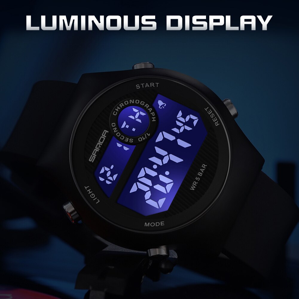 SANDA Top Brand Sports Men Watches Fashion Countdown Waterproof LED Digital Watch Man Military Wristwatch Relogio Masculino 9013