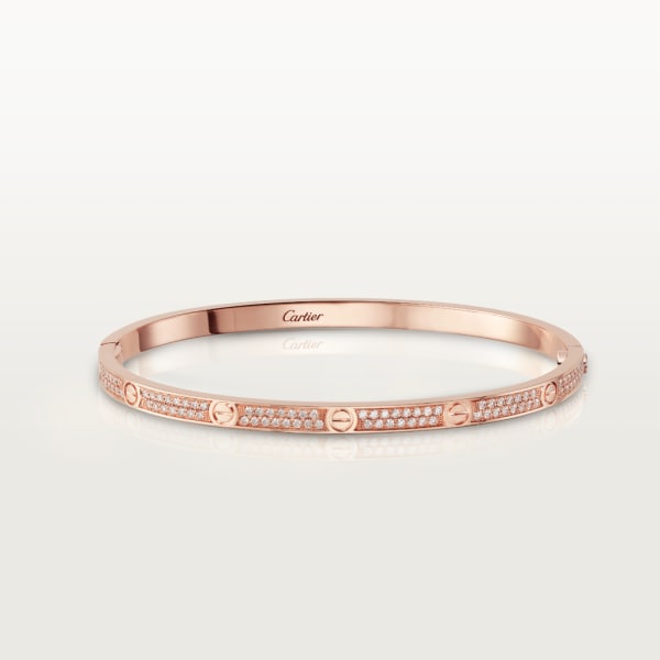 Love bracelet, small model, paved Rose gold, diamonds