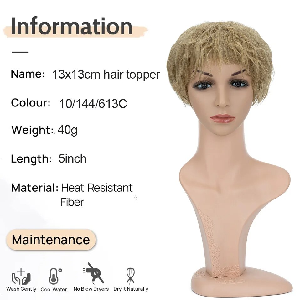 Benehair 13x13cm Hair Toppers for Women Adding Hair Volume Synthetic Hair Pieces with Thinning Hair Natural Looking Topper Hair