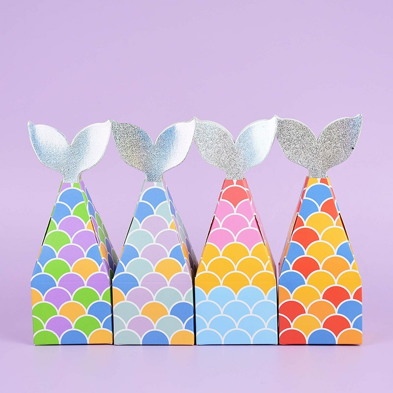 10pcs/lot Mermaid Tail Box Mermaid Candy Box Gift Package Boxes Sea Theme Favors Sea Mermaid Party Baby Shower Party Supplies