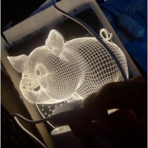 Creative LED Nightlights Acrylic 3D Lamp Cartoon Lovely Pig Owl Cow Horse Deer Mouse Pattern Bedroom Table Lights Home Decor New