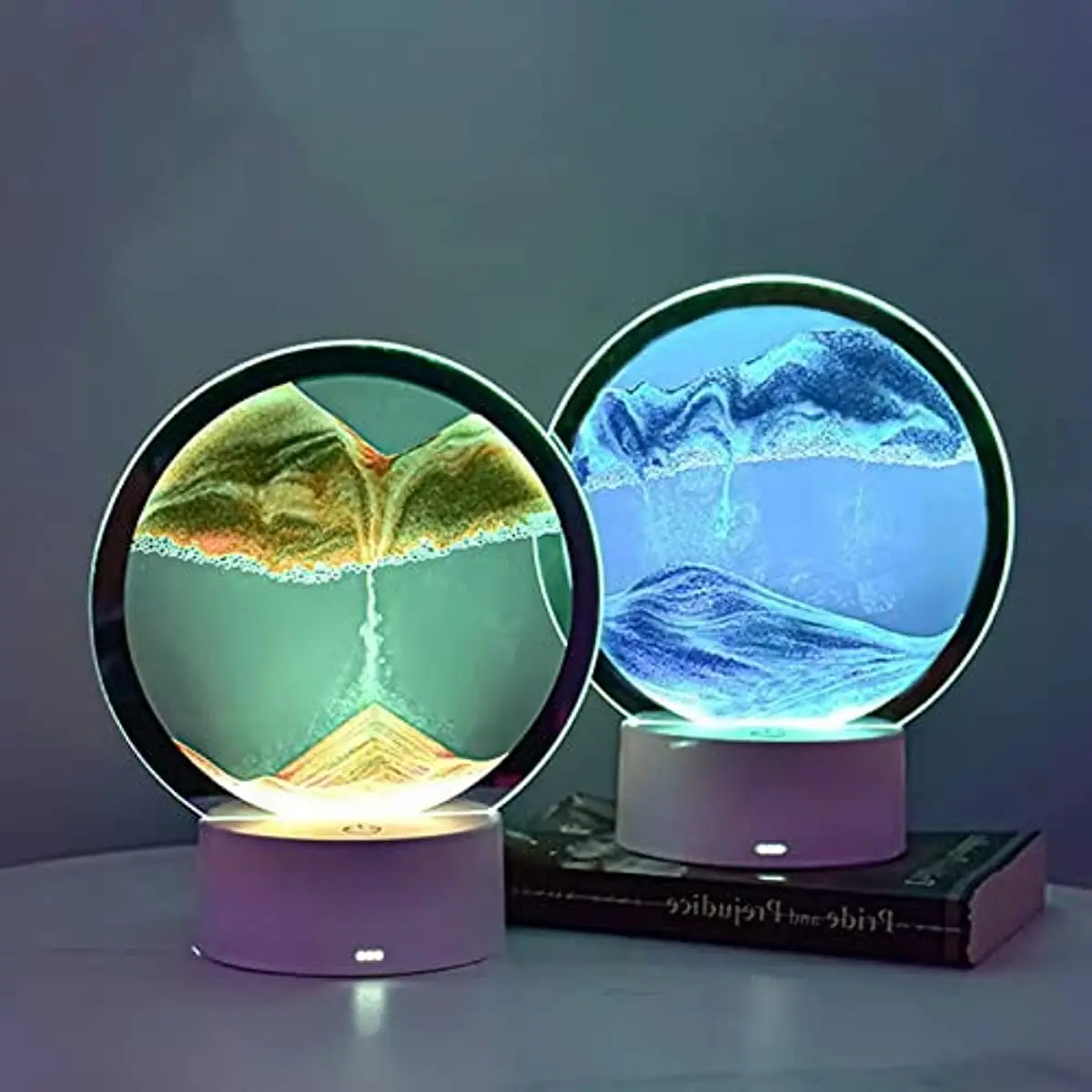 Dynamic Art Sand Painting Night Light, RGB Color Changing Moving Sand Art Night Light, Touch Control LED Decorative Night Lamp
