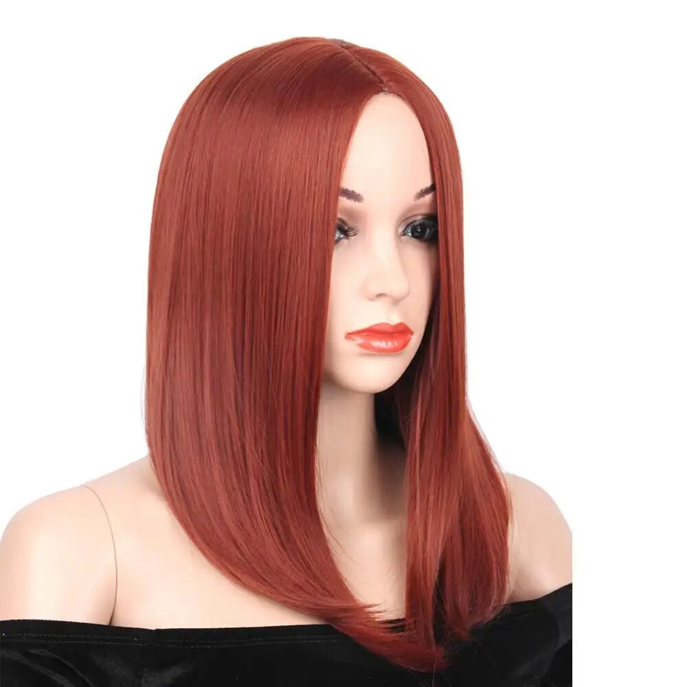Aiyee Synthetic Ginger Reddish Wigs for Women Shoulder Length Colored Cosplay Short Straight Hair Middle Part Copper Red Bob Wig