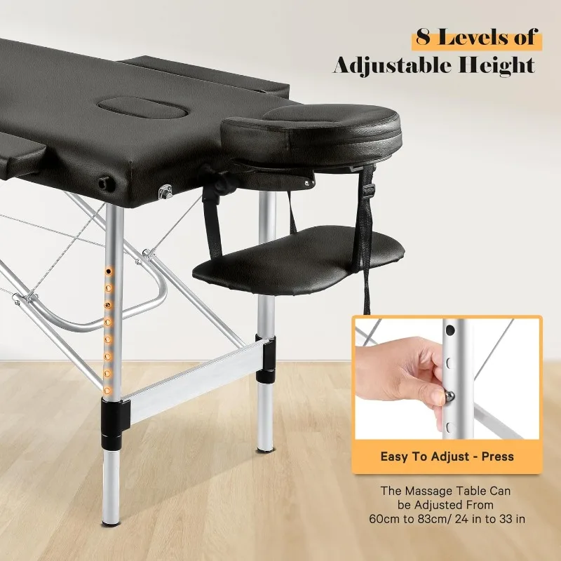 Portable Massage Table Professional Massage Bed Wide 84in Lash Bed Facial Table SPA Beds Esthetician Height Adjustable Carrying