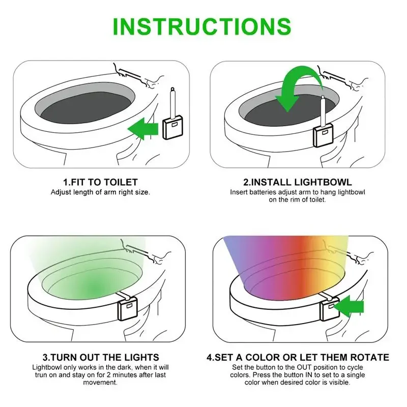 Smart PIR Motion Sensor Toilet Seat Night Light 8/16 Colors Waterproof Backlight For Toilet Bowl LED Lamp WC Toilet Light