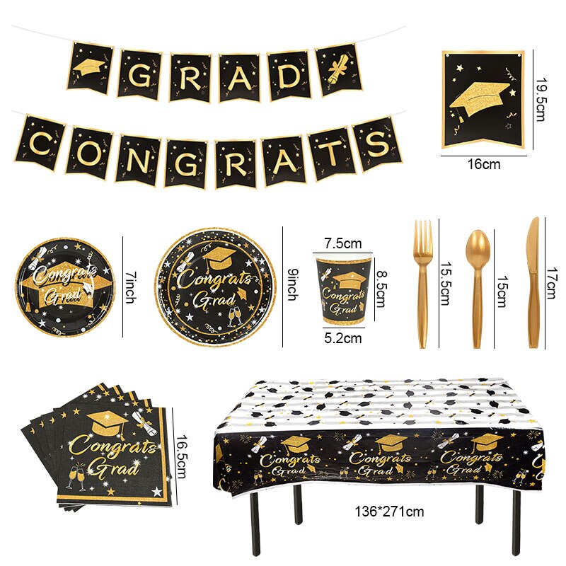 Graduation Season Garland Banner Holiday Party Disposable Tableware Supplies Congratulation Grad Party Decor Tableware Supplies