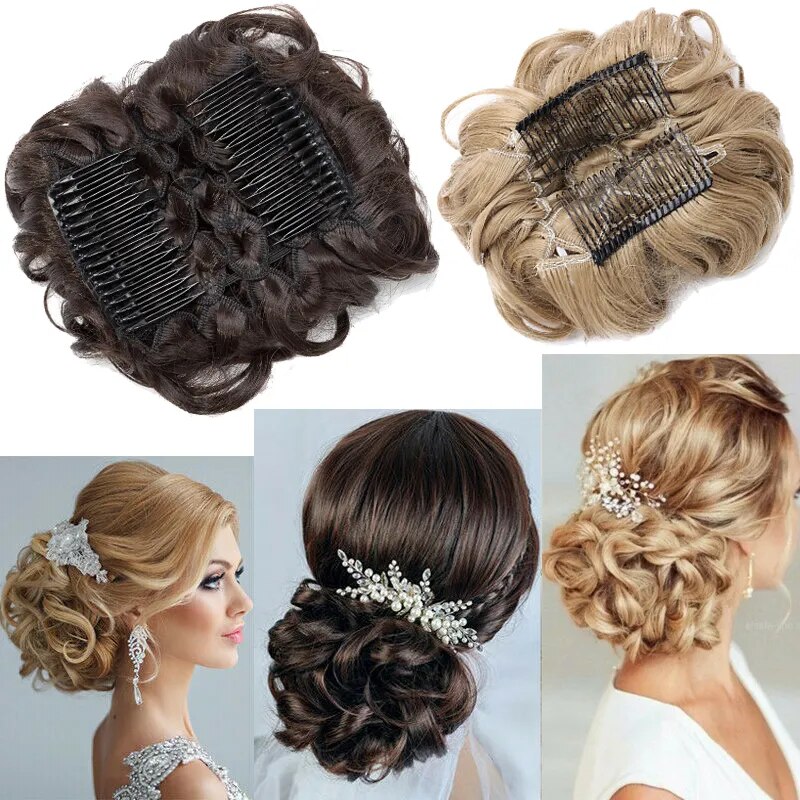 BENEHAIRSynthetic LARGE Comb Clip In Hair Extension Curly Chignon Hair Pieces Women Updo Cover Hairpiece Ponytails Hair Bun