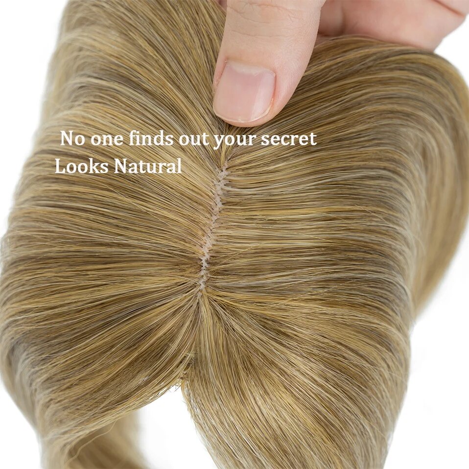 Benehair Synthetic Hair Topper 7.5x5cm Straight 2 Clips Center Part Hairpiece For Women Top Hair Pieces Clip In Hair Extensions