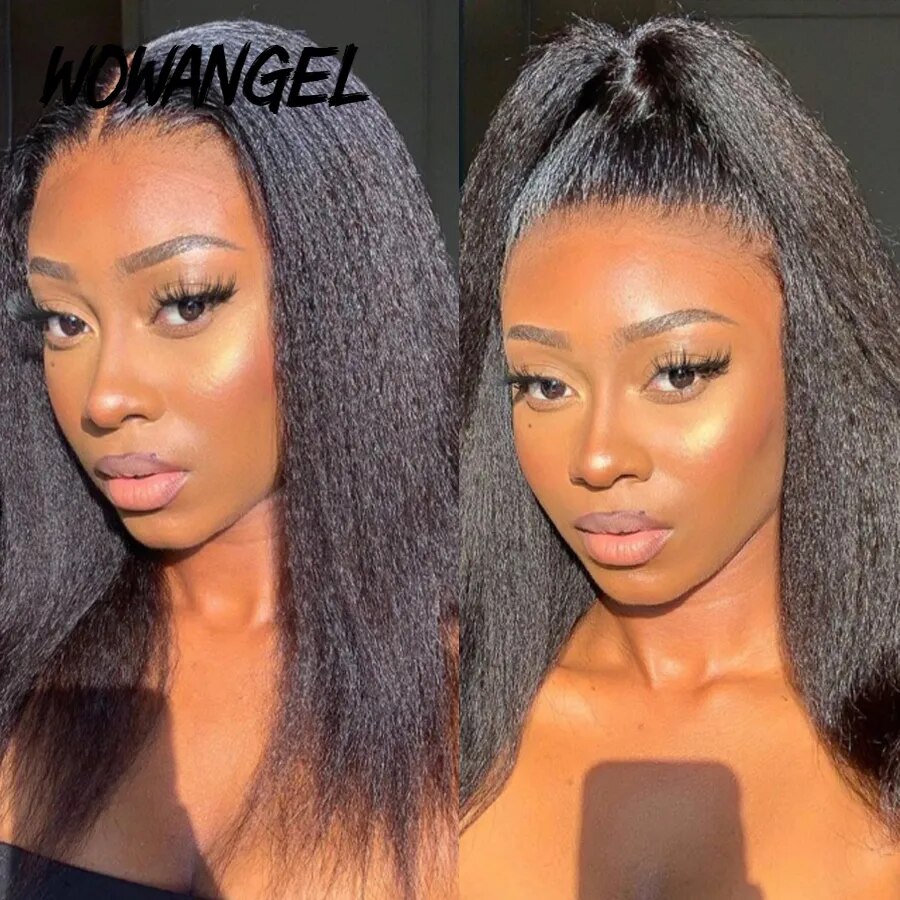 SKINLIKE Real HD Lace Front Wigs Kinky Straight 250% 13x4 Full Frontal Wigs Human Hair Wigs Peruvian Yaki Straight Melt Skins