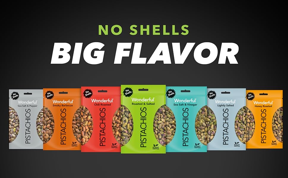 wonderful pistachios sea salt pepper bbq chili roasted salted vinegar lightly honey roasted mixed