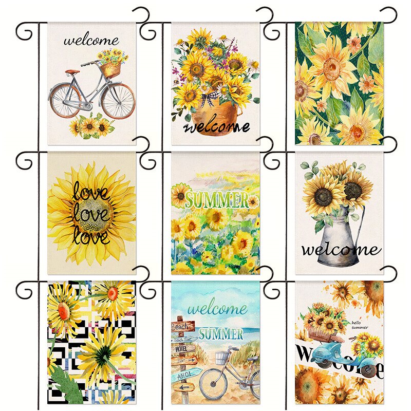 Summer Garden Flag Welcome Flower Garden Banner Seasonal Flower Yard Outdoor Holiday Party Decoration 30*45CM（11.81IN*17.71IN）