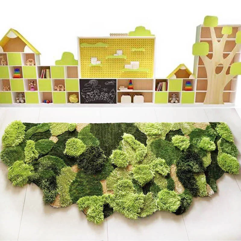 Handmade Round Carpets Imitation Moss Forest Soft Carpet Mats For Living Room Bedroom Bedside Office Rugs School Home Decor Rug