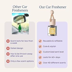 a image showing why to use our car fresheners over the competition