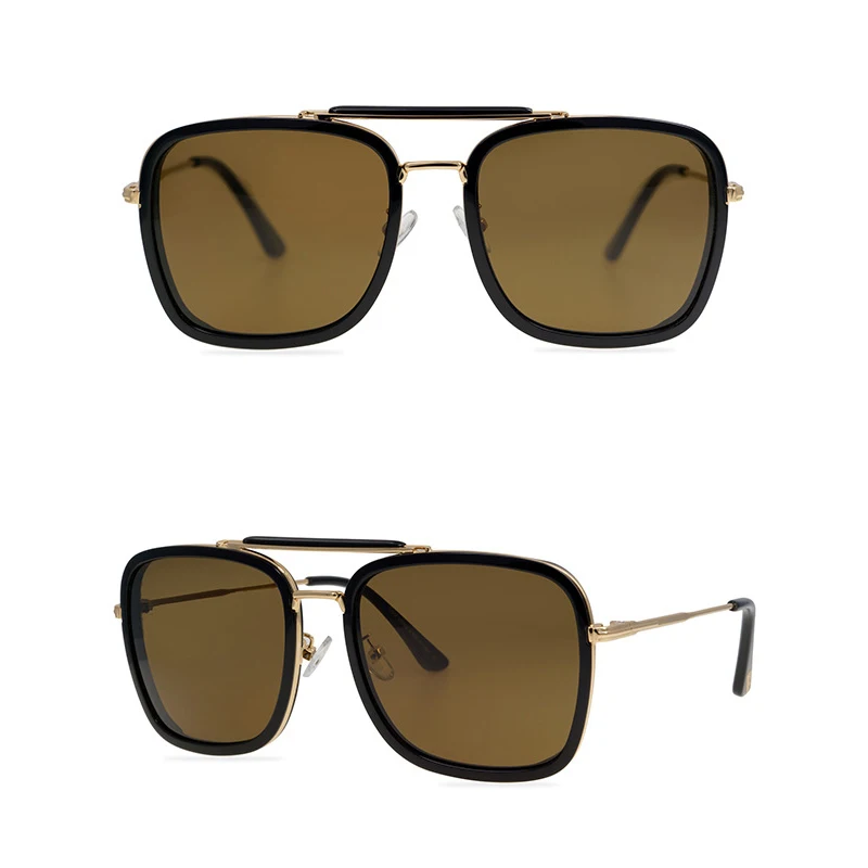 Belight Optical  Women Men UV400 Protection Pilot Shape Vintage Retro Acetate Yellow Lens Sunglasses  with Case Oculos 0665