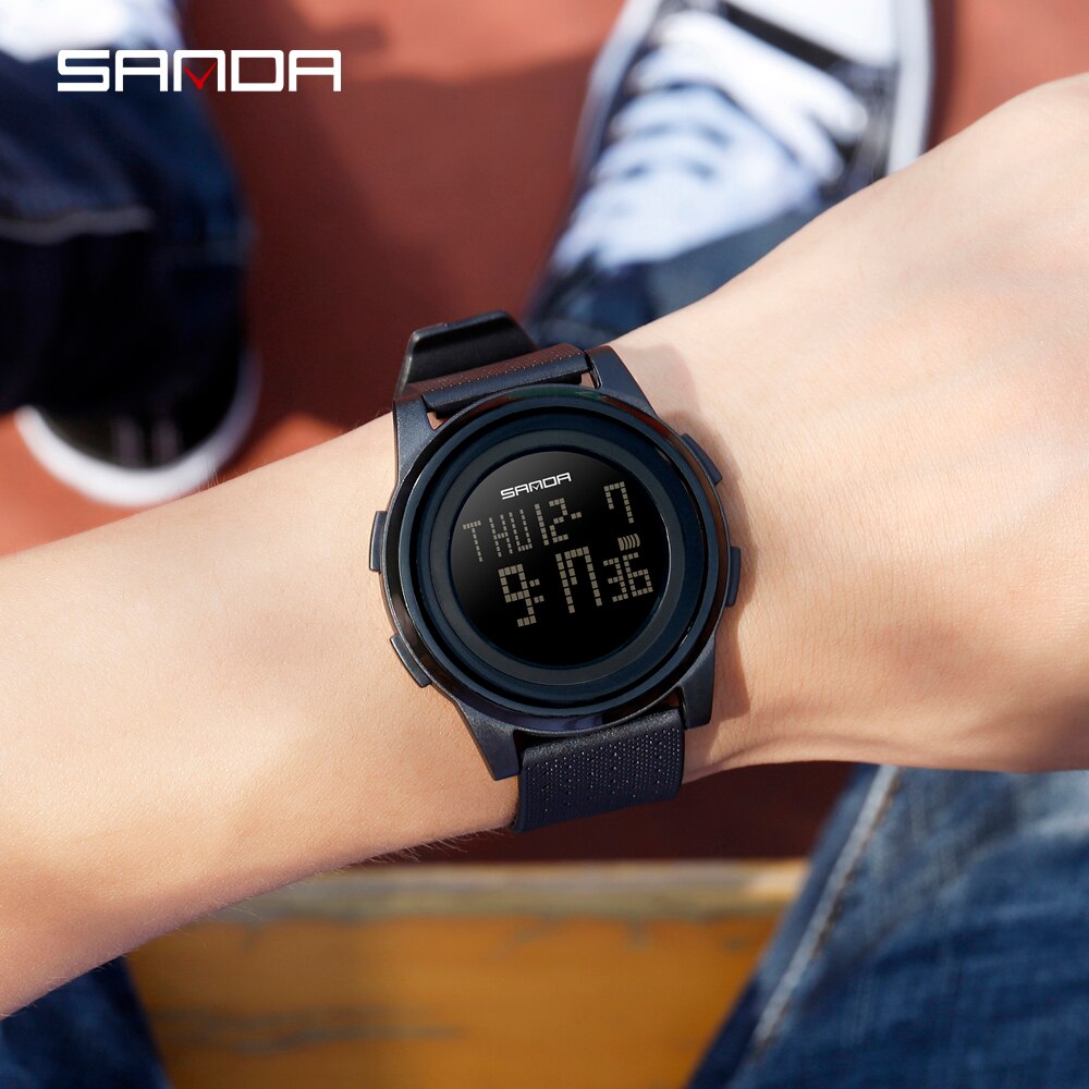 SANDA Brand 9mm Super Slim Men's Watch Luxury Electronic LED Digital Watches for Man Clock Male Wristwatch Relogio Masculino 337