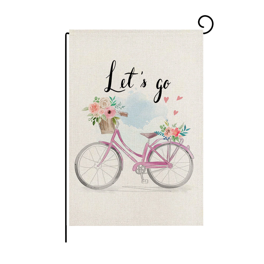 Welcome Flower Wreath Spring Garden Flag Yard Burlap Welcome Garden Flag Double Sided Pattern No flagpole