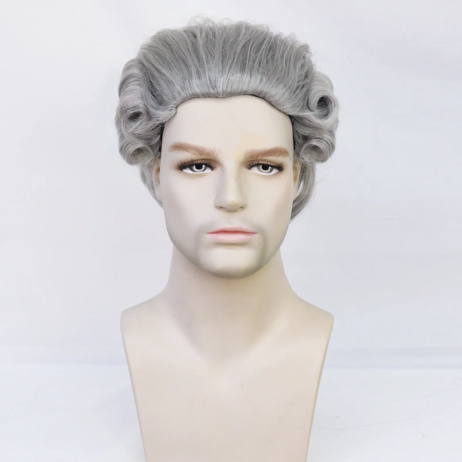 Anogol Long Blonde Curly Wigantoinette  Cosplay Wig for Men Wigs for Halloween Party School Christmas & 1pc Wig Cap