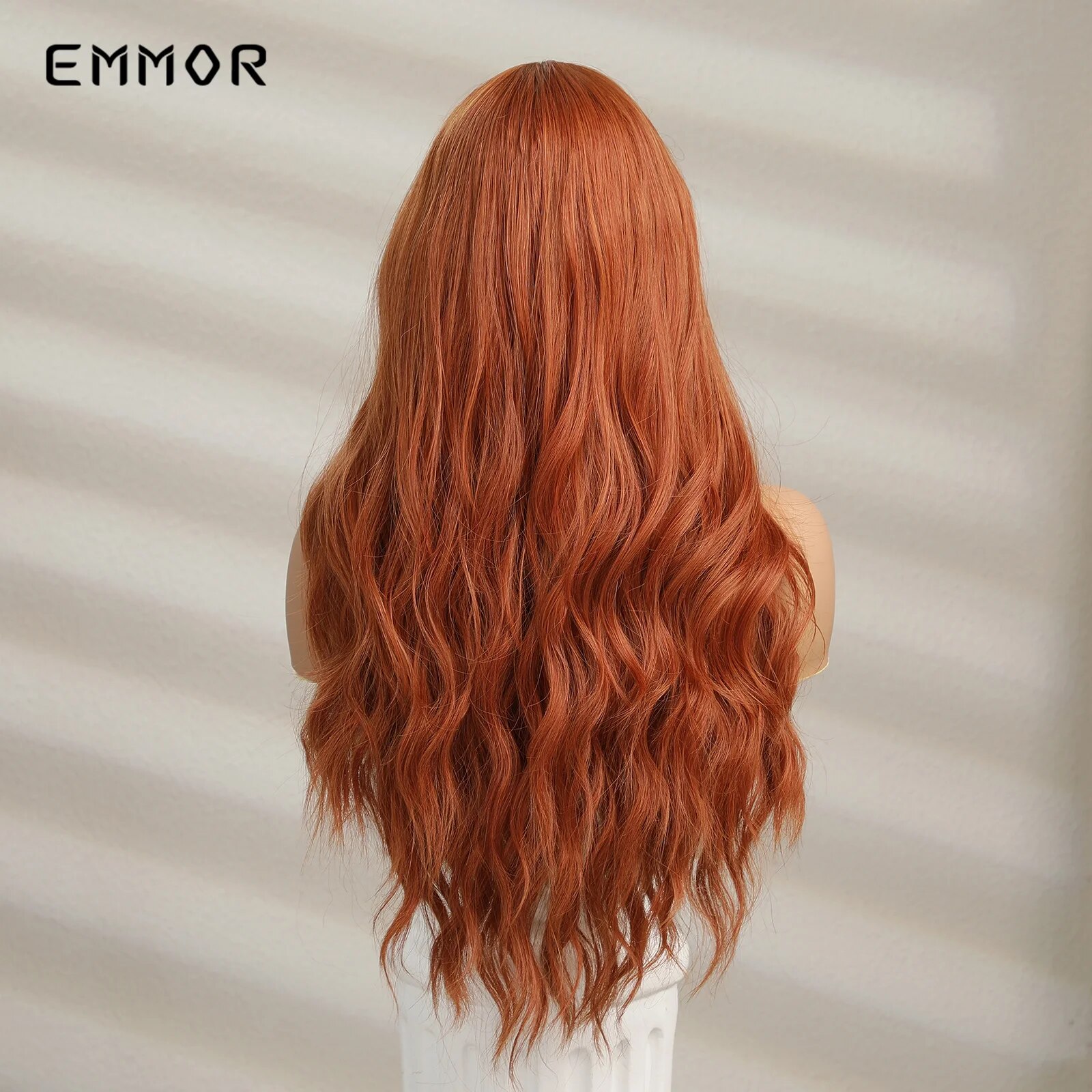 Emmor Orange Yellow Synthetic Hair Wigs Long Wavy Wigs For Women Cosplay Daily Use Party High Temperature Resistance Fiber