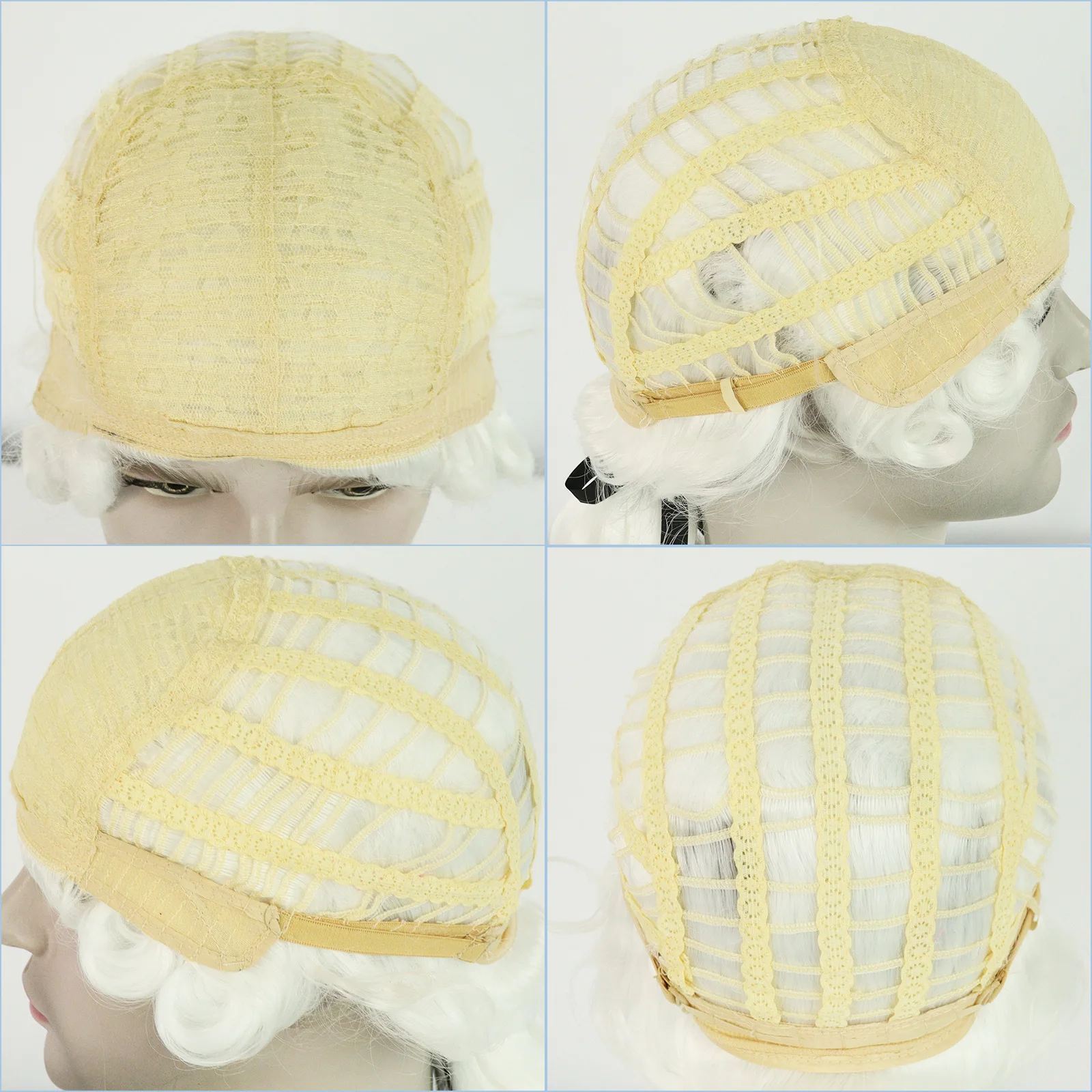 Anogol Long Blonde Curly Wigantoinette  Cosplay Wig for Men Wigs for Halloween Party School Christmas & 1pc Wig Cap