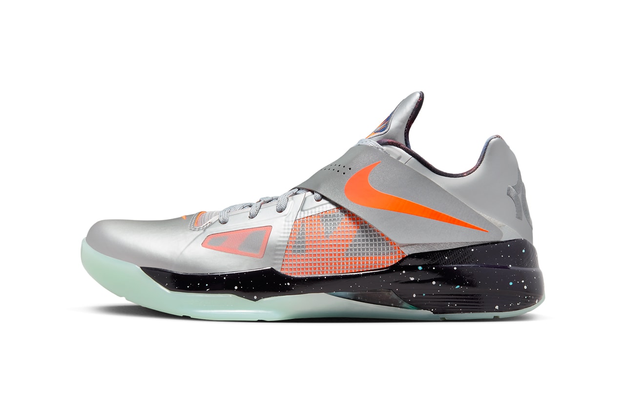 The Nike KD 4 "Galaxy" Is Returning in 2024 kevin durant basketball shoe nike swoosh low top sneakers futuristic space themed