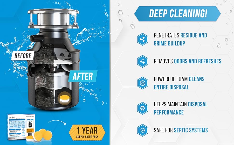 Garbage Disposal Deodorizer, Septic Safe Foaming Deep Cleaning and Maintenance