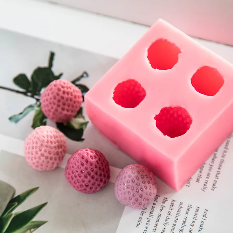 3D Strawberry Shape Silica Gel Candle Mold DIY Fruit Pastry Jelly Cake Kitchen Baking Tools Handmade Soap Home Decor Resin Mould