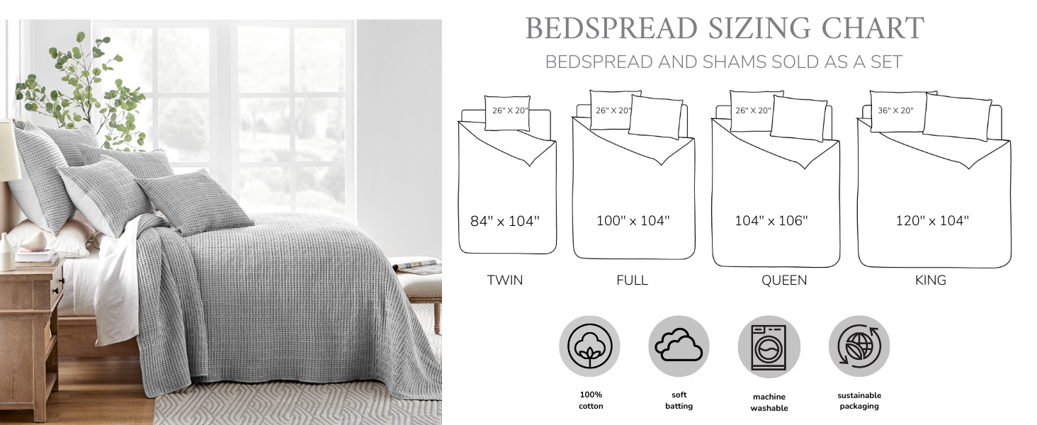 bedspread sizing