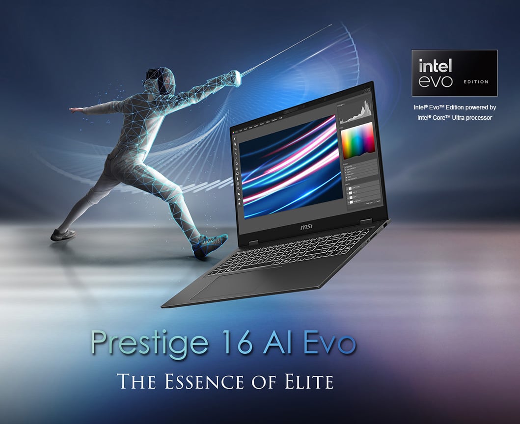 MSI Prestige 16 AI EVO QHD+ Ultra Thin Professional Laptop