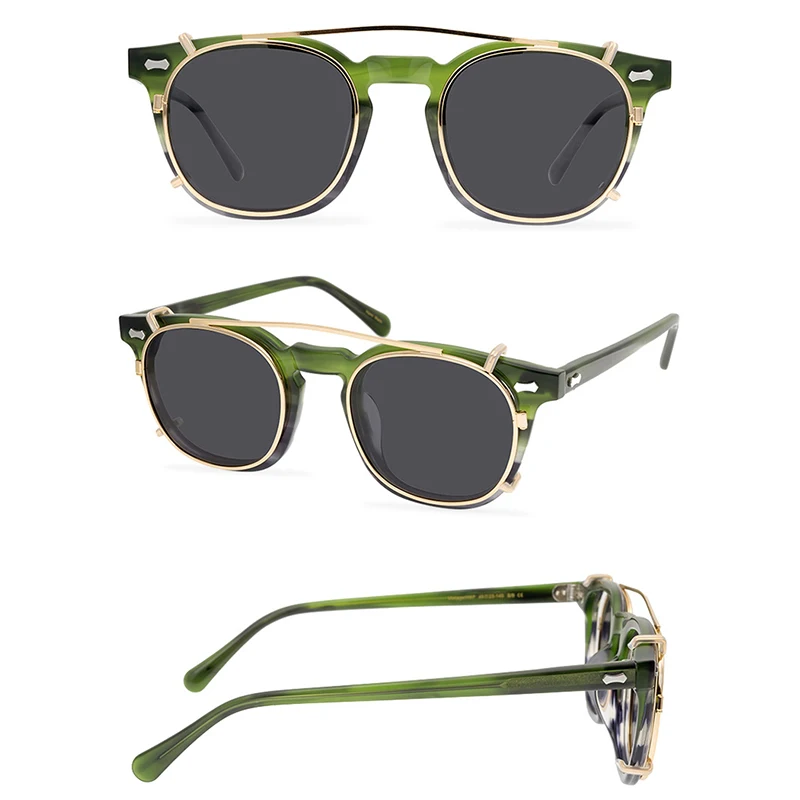 Belight Optical Handmade Quality Cool Vintage Retro Women Men UV400 Polarized Protection  Oculos Clip On Sunglasses 9567