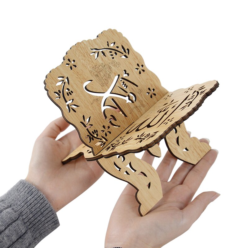 2022 Wooden Eid Al-Fitr Islamic Book Shelf Bible Frame Kuran Quran Koran Holy Book Stand Holder Rehal Islamic Home Decoration
