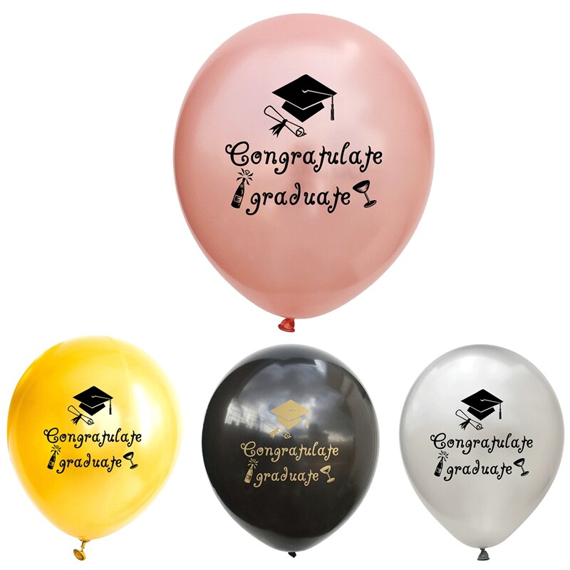 Congrats Graduation Balloons Gold Silver Black Latex Balloon Confetti Ballons 2022 Congratulation Grad Party Decoration Supplies