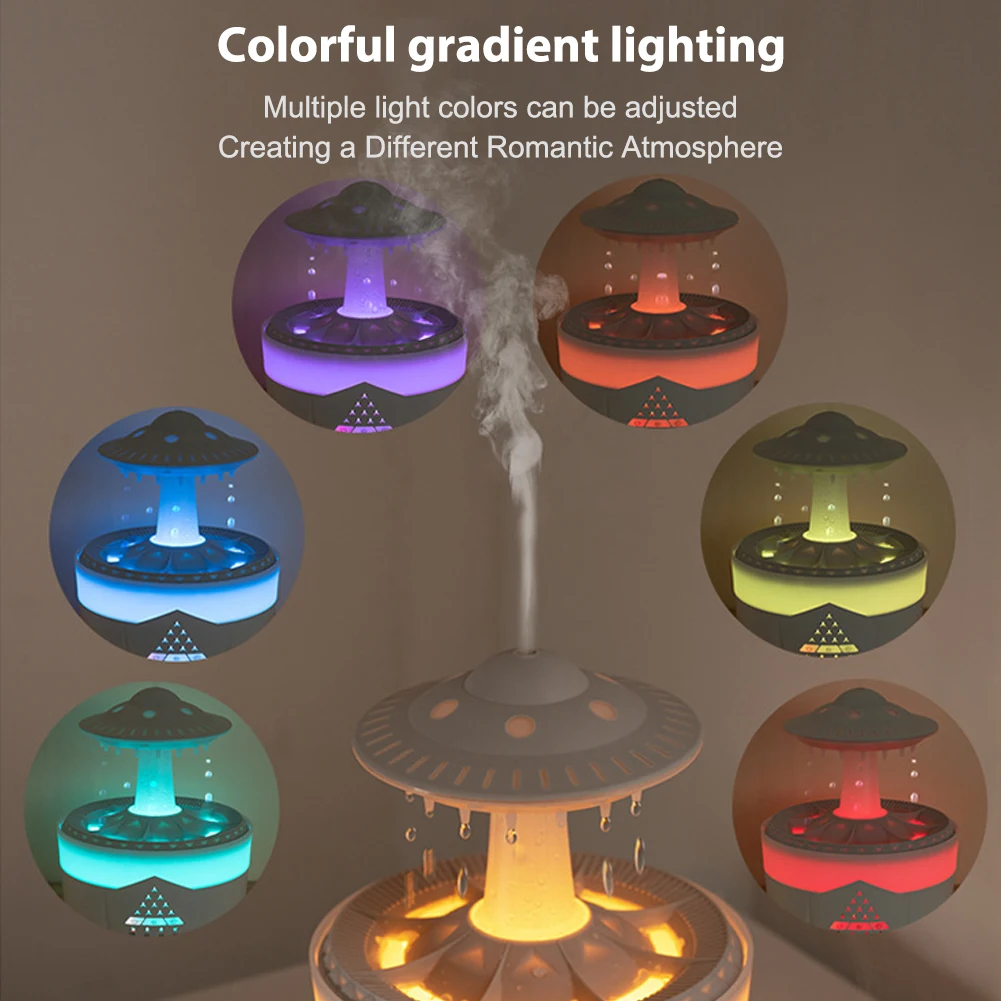 UFO Water Drop Humidifier 350ML Rain Cloud Air Humidifier Aromatherapy Essential Oils Aroma Diffuser USB Air Diffuser Mist Maker