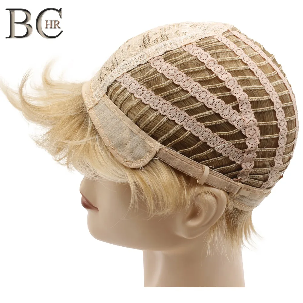 BCHR Short Mens Blonde Wig Straight Synthetic Wig for Male Hair Fleeciness Natural Toupee Wigs
