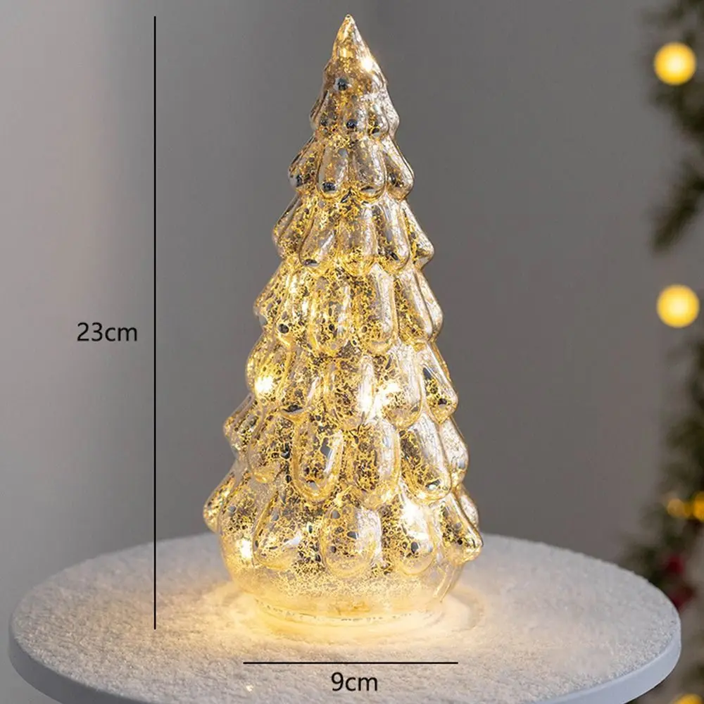 Glowing Glass Christmas Tree Ornaments Home Luminous Desktop Decoration Led Night Light Party Xmas Decorations Festival Kid Gift