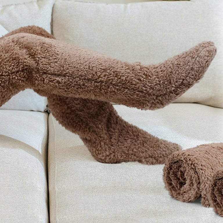 Over Knee High Fuzzy Socks Plush Slipper Stockings Furry Long Leg Warmers  Winter Home Sleeping Socks - Walmart.com