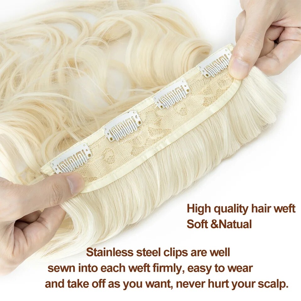 Benehair 22 Inches Straight Clip In Full Head 4 Pieces Heat Resistance Synthetic Hair Clip in Hair Extensions Blonde/Highlights